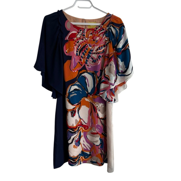 Anthropologie Maeve Floral Vero Flutter Sleeves Silk Shift Dress Sz Small - Picture 2 of 15